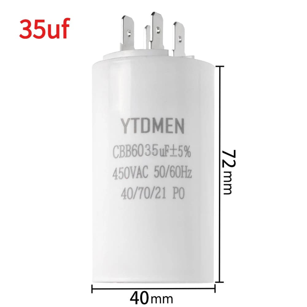 35µF 450VAC CBB60 motor run capacitor with spade terminals