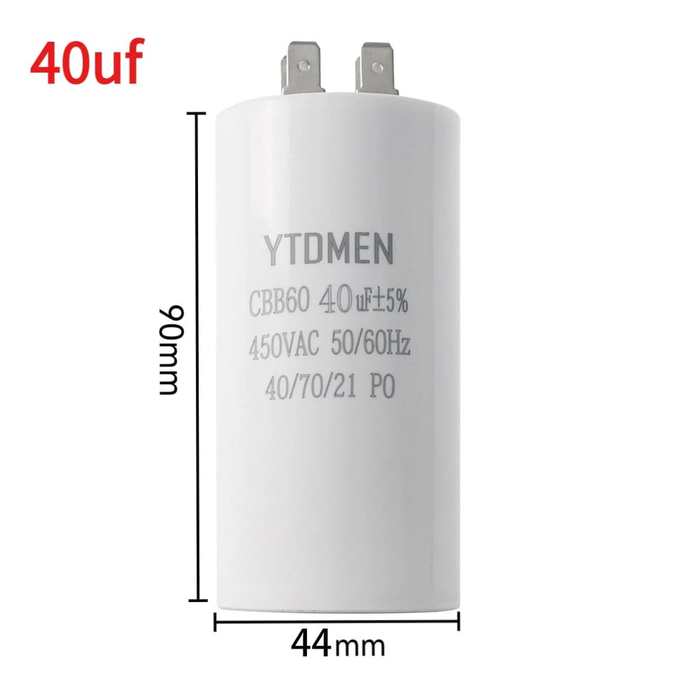 40µF 450VAC CBB60 motor run capacitor with spade terminals