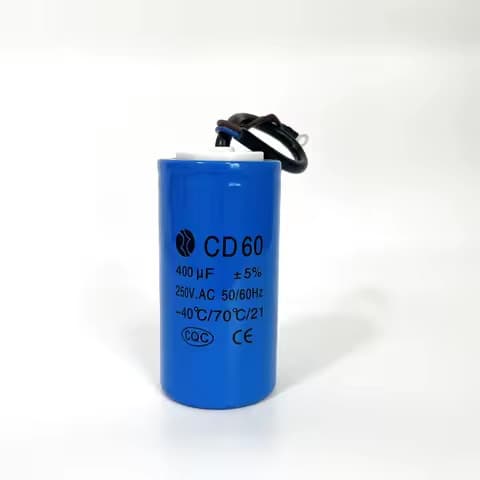 CD60 400µF 250VAC motor start capacitor with flying leads
